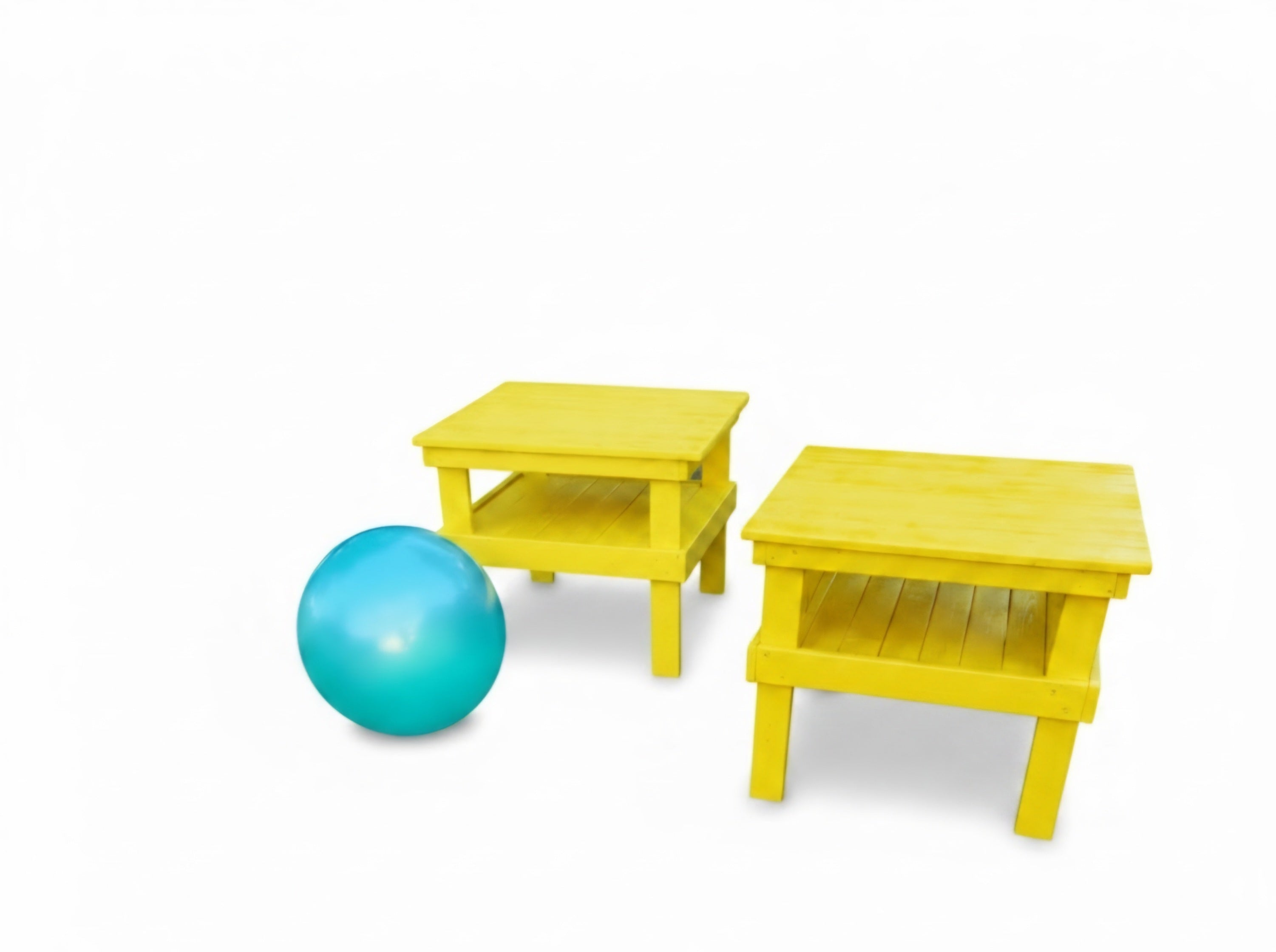 2-Piece colorful wooden side table with storage shelf