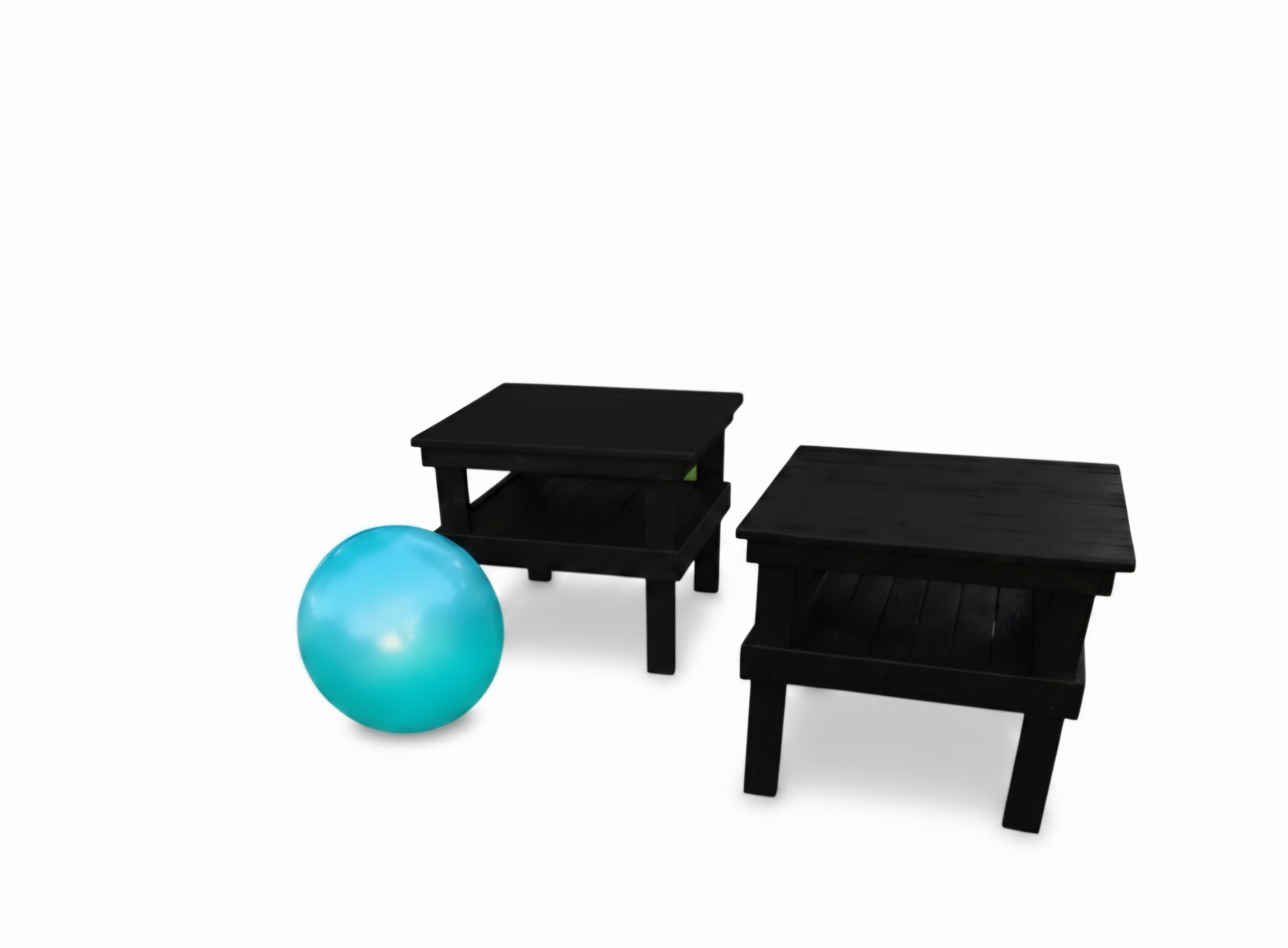 2-Piece colorful wooden side table with storage shelf