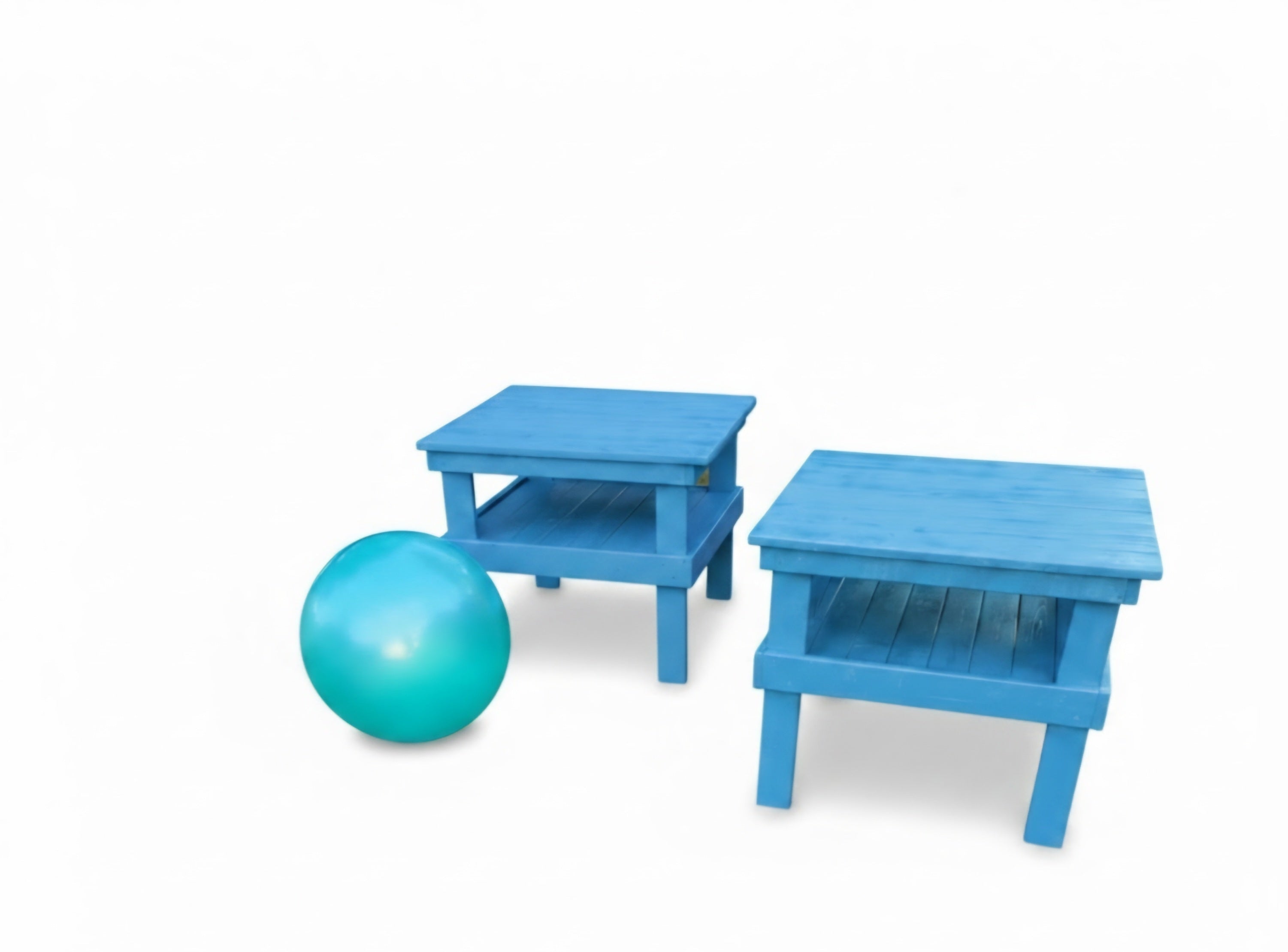 2-Piece colorful wooden side table with storage shelf