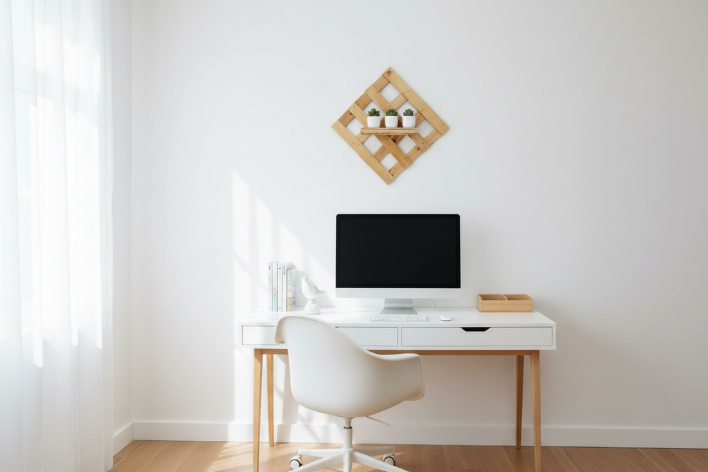 Modern Diamond Wood Lattice Wall Shelf