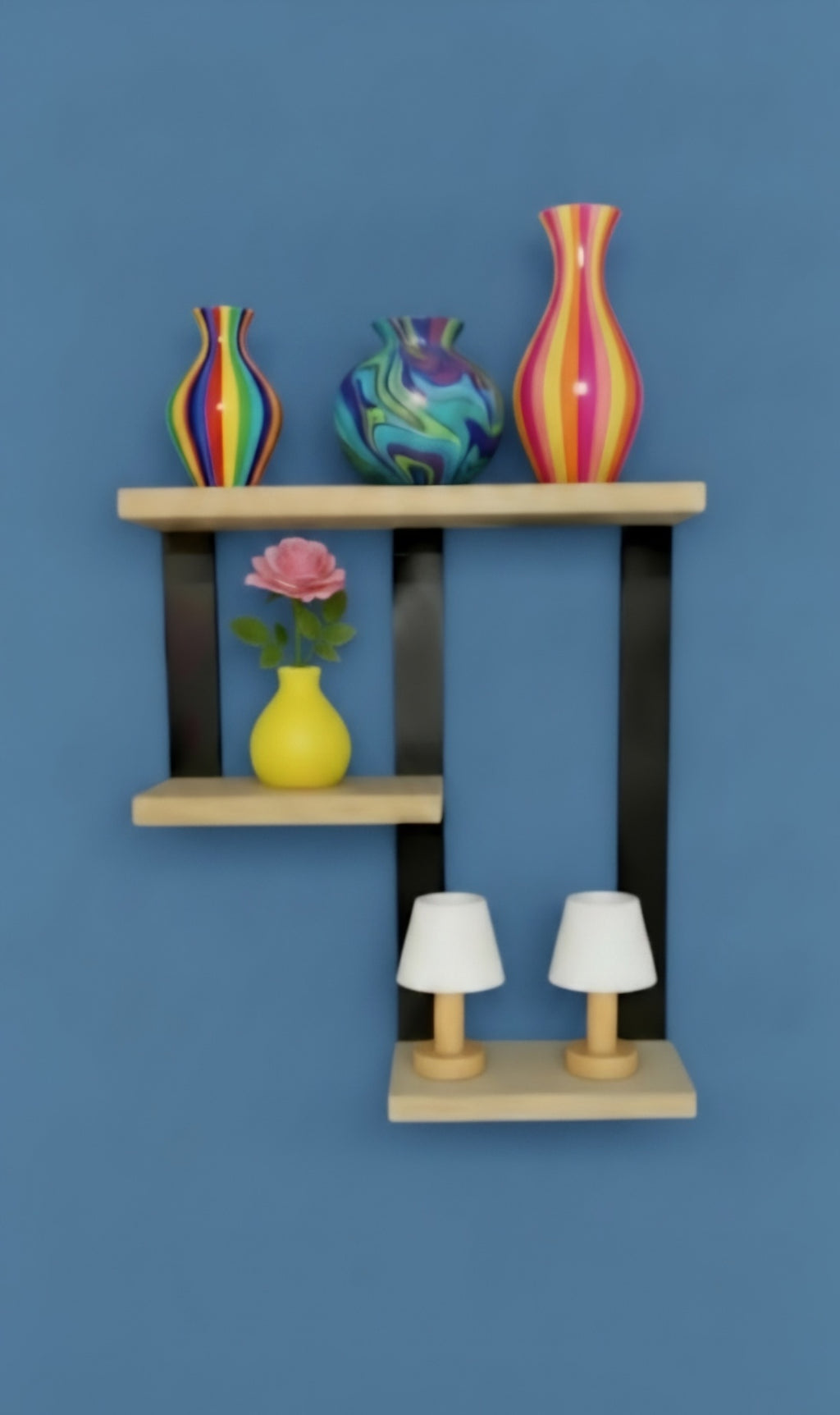 3 Tier Geometric Floating Wall Shelf