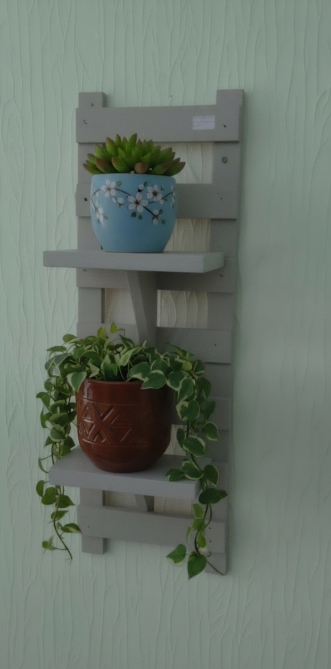 Hand-made vertical wooden wall planter