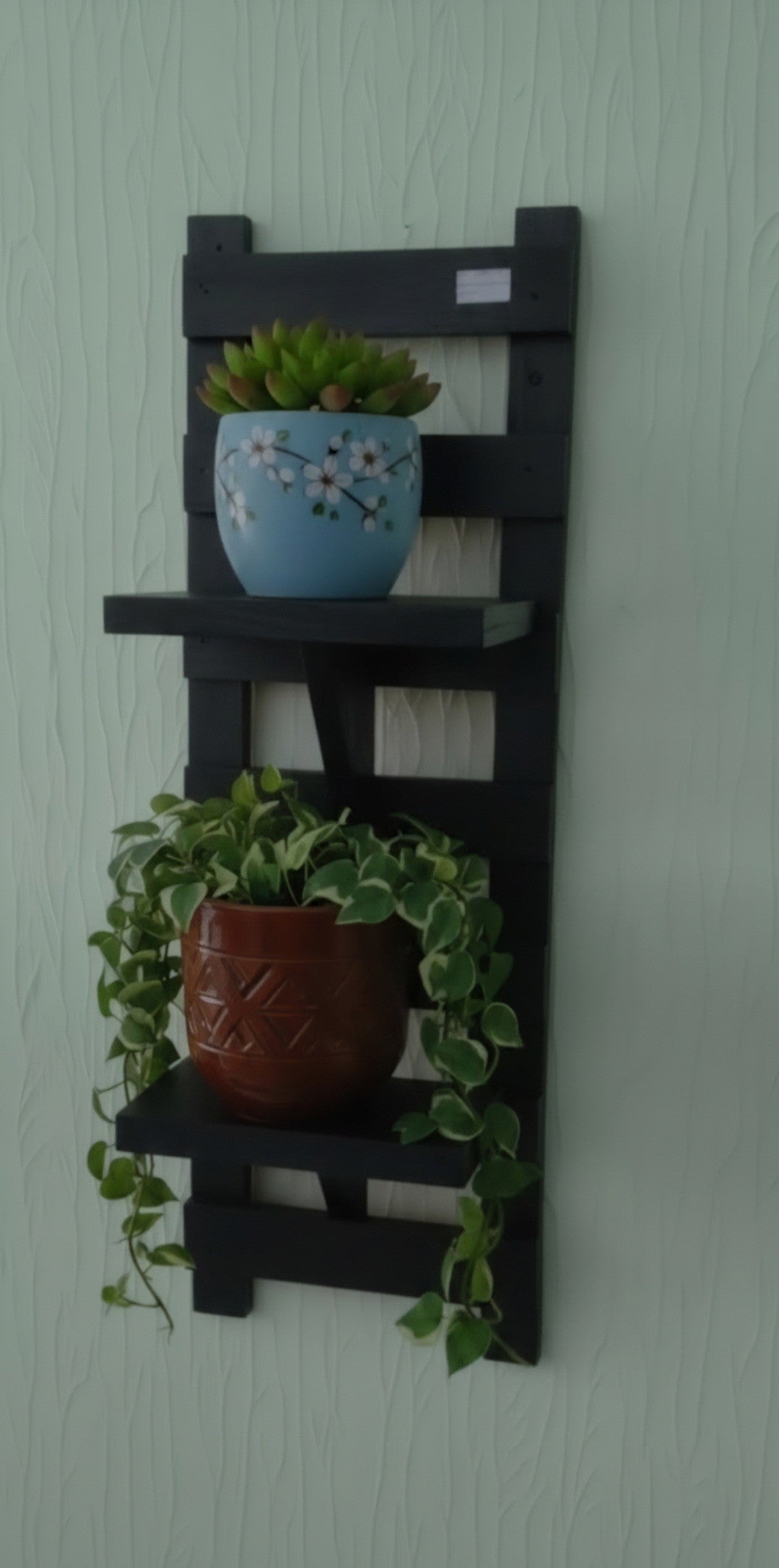 Hand-made vertical wooden wall planter