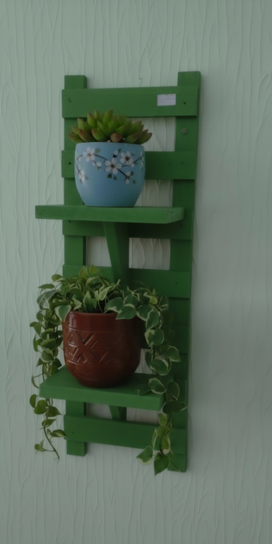 Hand-made vertical wooden wall planter