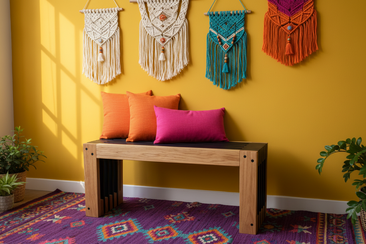 The Linea Bench - Bohemian Colorful Room