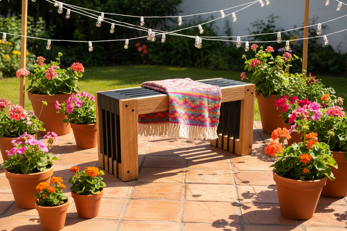 The Linea Bench - Colorful Outdoor Patio